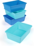 Humble Crew Toy Storage Bins for Kids, Set of 4, Navy/Teal, Large – Sturdy, Colorful Plastic Storage Bins for Classroom, Playroom, Nursery, and More – Premium Toddlers Toy Organizer Bins