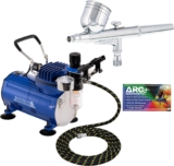 Master Airbrush Multi-Purpose Gravity Feed Air Brush Kit with Air Compressor – Model G22 Gravity Feed Dual-Action Airbrush with 1/3 oz. Fluid Cup and 0.3 mm Tip, Hose, 1/5hp Compressor