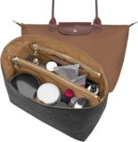 New Dupont Paper Purse Organizer Insert for Longchamp Le Pliage M Handbag Insert (Black&Brown, Medium)