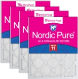Nordic Pure 10x20x1 (Actual Size: 9 1/2 x 19 1/2 x 3/4) Tru Mini Pleat MERV 11 AC Furnace Air Filters – 2.5X More Media for Extended Durability & Superior Filtration – 4 Pack