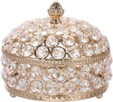 Hipiwe Crystal Jewelry Box Jewelry Trinket Organizer Box Gold Treasure Box Luxury Home Decor Ring Earrings Storage Holder Keepsake Box for Girls Women,X-Large