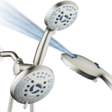Hotel Spa AquaCare As-Seen-On-TV High Pressure Handheld & Rain 50-mode 3-way Shower Head Combo with Anti-clog Jets, 2-mode Tub & Pet Power Wash, Extra Wall Bracket, 6 ft. Hose, Nickel Finish