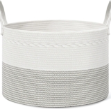 Blanket Basket Living Room Toy Storage Baskets, 21.7″ X 21.7″ X 13.8″ XXL Cotton Rope Woven Laundry Basket with Handles, Large Baskets for Storage Nursery Hamper