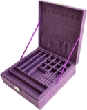 Purple Two-Layer Lint Jewelry Box Organizer Display Storage Case with Lock