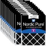 Nordic Pure 10x20x1 (9 1/2 x 19 1/2 x 3/4) Pure Carbon Pleated Odor Reduction Furnace Air Filters 24 Pack