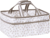 Sydney Storage Caddy-Dalmatian Dot Body and Handles, Dalmatian Dot Lining, Solid Gray Trim, Grays, White, Two Handles, 12 in x 6 in x 8 in