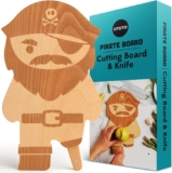 OTOTO Cutting Board Wooden & Plastic Cutting Boards for Kitchen, Fun & Spooky Kitchen Gadgets, Housewarming & Goth Gifts, Dishwasher Safe (Pirate, Wood)