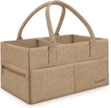 Runsabay-Diaper Caddy Organizer for Diaper Station, Great Gift for Newborn Baby Essentials, Newborn Baby Must Haves, Car Basket for Baby Diapers and Wipes, Baby Basket with Handles (Khaki, Large)