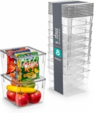 Sorbus Medium Plastic Storage Bins with Lids (8 Pack) – Clear Bins for Kitchen, Pantry, Fridge, Cabinet, and Refrigerator Organization – Stackable Storage Containers