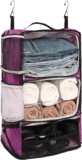 ELEZAY Hanging Packing Cubes Portable Closet 3-Shelf Travel Collapsible Compression Garment Organizer for Carry-on Luggage Suitcase Space Saver Bag X-Large_No Side Pockets, Purple