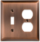 AMERELLE 163TDAC Century Single Toggle/Single Duplex Steel Wallplate in Antique Copper