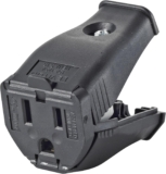 Leviton 3W102-E 2-Pole 3-Wire Grounding Cord Outlet, Black