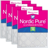 Nordic Pure 10x20x1 (Actual Size: 9 1/2 x 19 1/2 x 3/4) Tru Mini Pleat MERV 13 AC Furnace Air Filters – 2.5X More Media for Longer-Lasting, High-Efficiency Filtration – 4 Pack