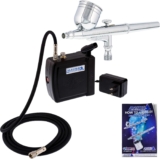 Master Airbrush Multi-Purpose Airbrushing System Kit with Portable Mini Air Compressor – Gravity Feed Dual-Action Airbrush, Hose, How-To-Airbrush Guide Booklet – Hobby, Craft, Cake Decorating, Tattoo