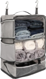 ELEZAY Hanging Packing Cubes Portable Closet 3-Shelf Travel Collapsible Compression Garment Organizer for Carry-on Luggage Suitcase Space Saver Bag XX-Large_No Side Pockets, Lightgrey