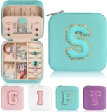 Parima Bridesmaid Gifts for Wedding Day, Bridesmaid Gifts for Women | Bridesmaid Proposal Gifts Unique Gifts | Wedding Travel Essentials Small Jewelry Box | Travel Jewelry Case – Letter S, Aqua Blue