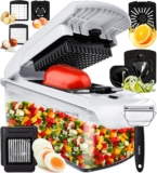 Fullstar Vegetable Chopper – Food Chopper – Onion Chopper – Vegetable Slicer & Spiralizer – Veggie Chopper with Container – Kitchen Gadgets – Home Essentials – Kitchen Accessories (9 in 1, White)