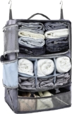 ELEZAY Hanging Packing Cubes Portable Closet 3-Shelf Travel Collapsible Compression Garment Organizer for Carry-on Luggage Suitcase Space Saver Bag XX-Large_No Side Pockets, Gray