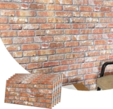 Dundee Deco 3D Wall Panels Faux Brick – Cladding, Red Orange Stone Look Wall Paneling, Styrofoam Facing for Living Room, Kitchen, Bathroom, Balcony, Bedroom, Set of 5, Covers 27 sq ft