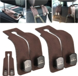 Tinlucys Car Seat Headrest Hook 2 Pack, Universal Vehicle Bag Holder, Brown Suede Purse Coat Fit for Car Accessories